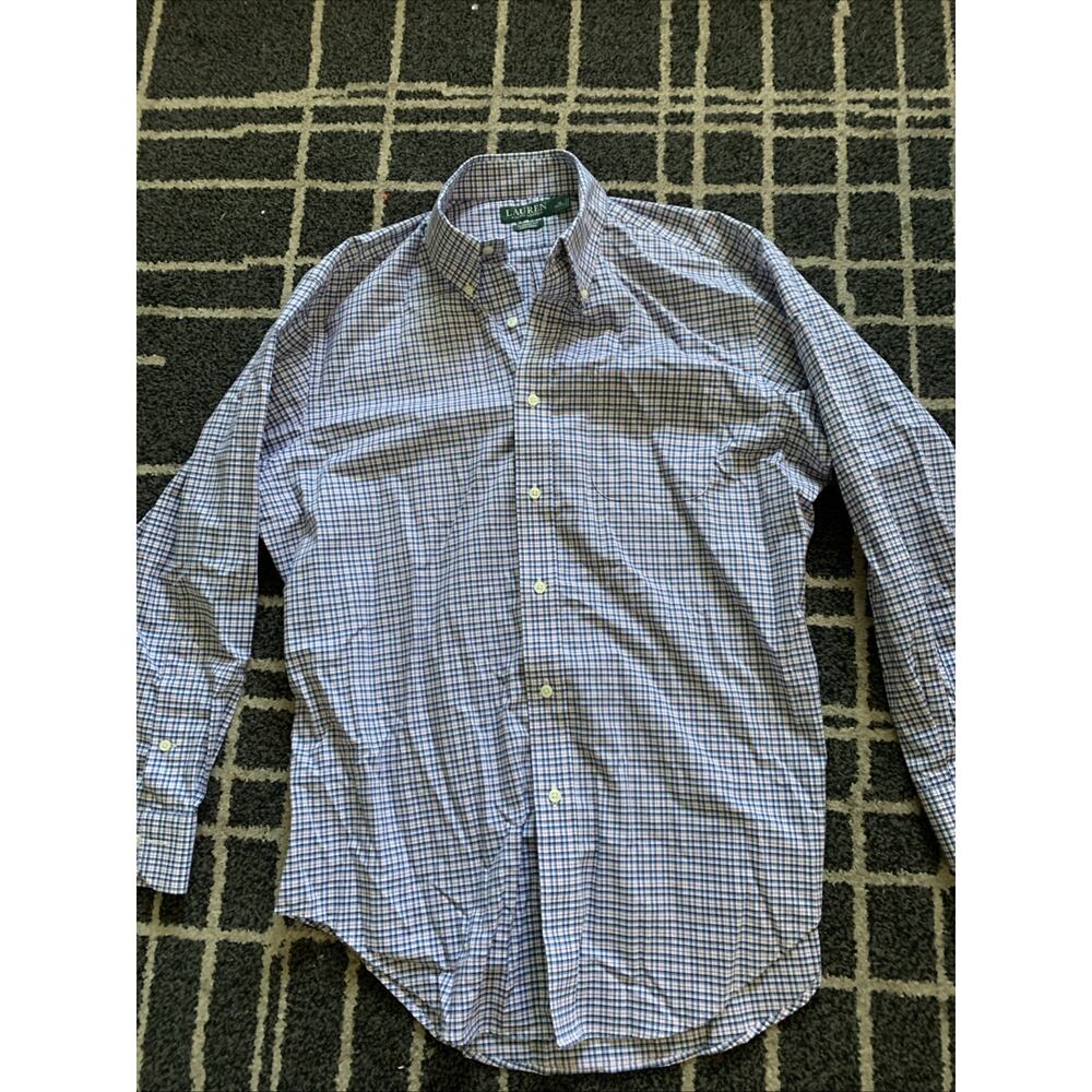 Lauren Ralph Lauren Striped Easy Care Non-Iron Button Up Shirt Blue White Red